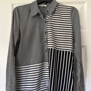 black and white striped blouse